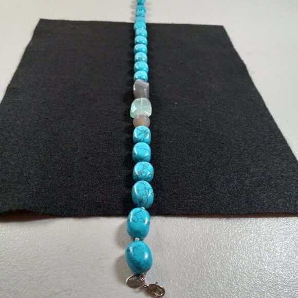 Vintage Lia Sophia Blue Grotto Necklace Dye Howlite Offset Necklace Cottagecore - Picture 3 of 8